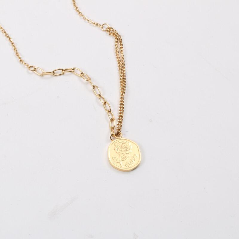 Pendant Necklaces High End PVD Finish Stainless Steel Jewelry Jointed Chain Rose Coin Necklace For Women
Pendant Necklaces High End PVD Finish Stainless Steel Jewelry Jointed Chain Rose Coin Necklace For Women