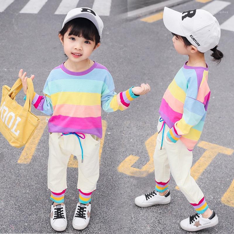 Children Girls Clothing Set Spring Autumn Fashion Cotton Long Sleeve Rainbow Stripe Korean Kids Clothes Baby Girls Clothing Suit1, 2pcs bule
Children Girls Clothing Set Spring Autumn Fashion Cotton Long Sleeve Rainbow Stripe Korean Kids Clothes Baby Girls Clothing Suit1, 2pcs bule
