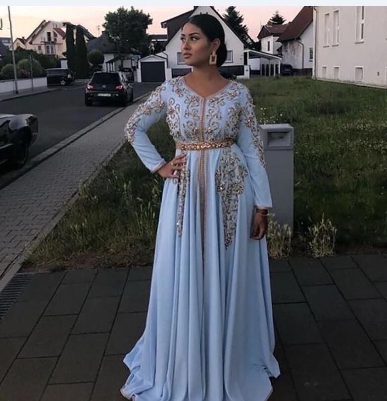 Sky Blue Moroccan Caftan Evening Dresses V Neck Crystal Algeria Arabic Muslim Special Occasion Dresses Party Gowns Guest Dress, Light yellow
Sky Blue Moroccan Caftan Evening Dresses V Neck Crystal Algeria Arabic Muslim Special Occasion Dresses Party Gowns Guest Dress, Light yellow