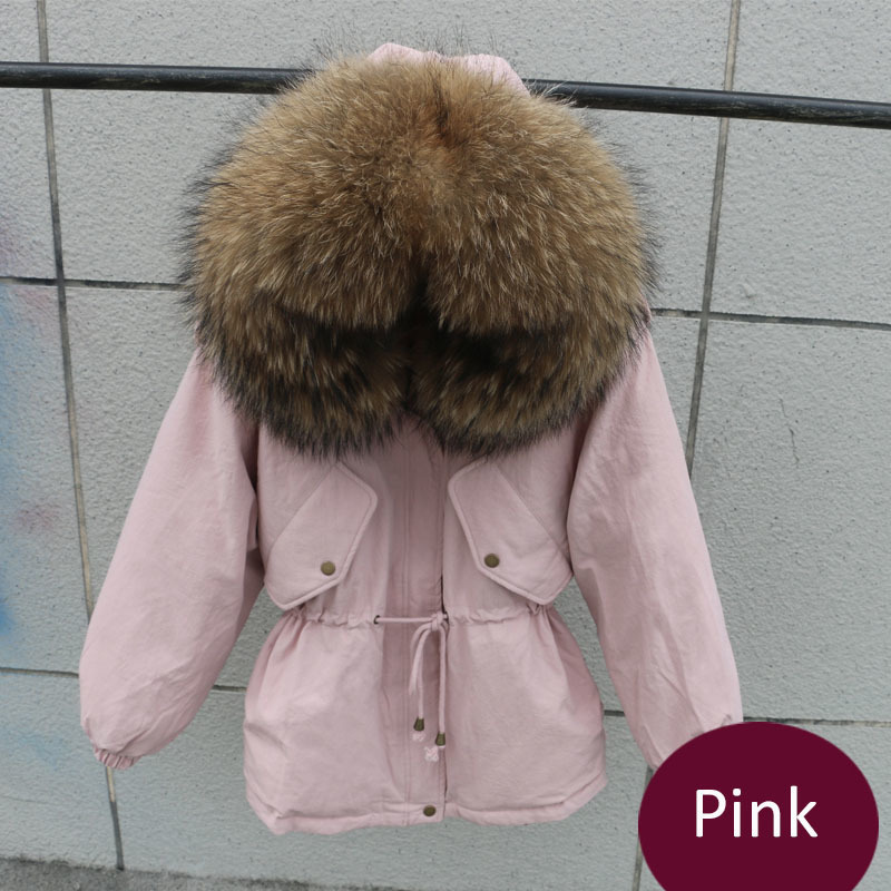 100% Natural Raccoon Fur Collar Winter Jacket Women White Duck Down Coats Warm Thick Parkas Womens Winter Jackets And Coats 201125