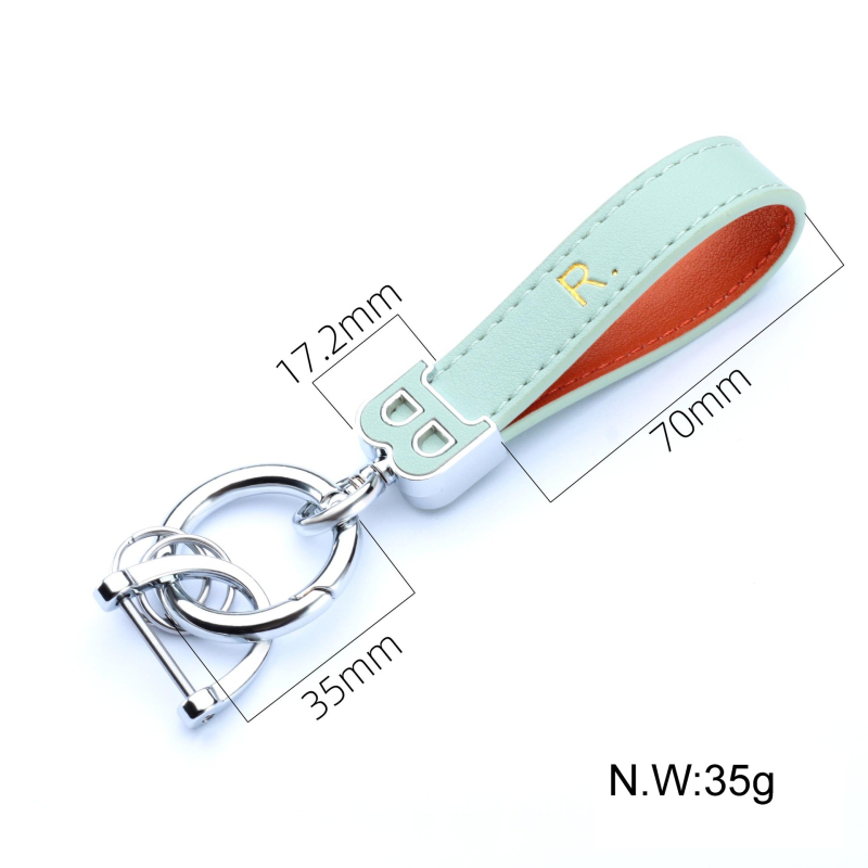 INS Style Initial B Metal Keychain Colorful Leather Keyrings Car Key Chain for Man Woman Lovers Gift