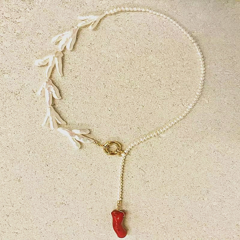 Natural Baroque Pearl Necklace Fashion Glamour Jewelry Women Necklace Red Coral Pendant Bohemian Handmade Statement Best 2019 Ne J0108, Silver
Natural Baroque Pearl Necklace Fashion Glamour Jewelry Women Necklace Red Coral Pendant Bohemian Handmade Statement Best 2019 Ne J0108, Silver
