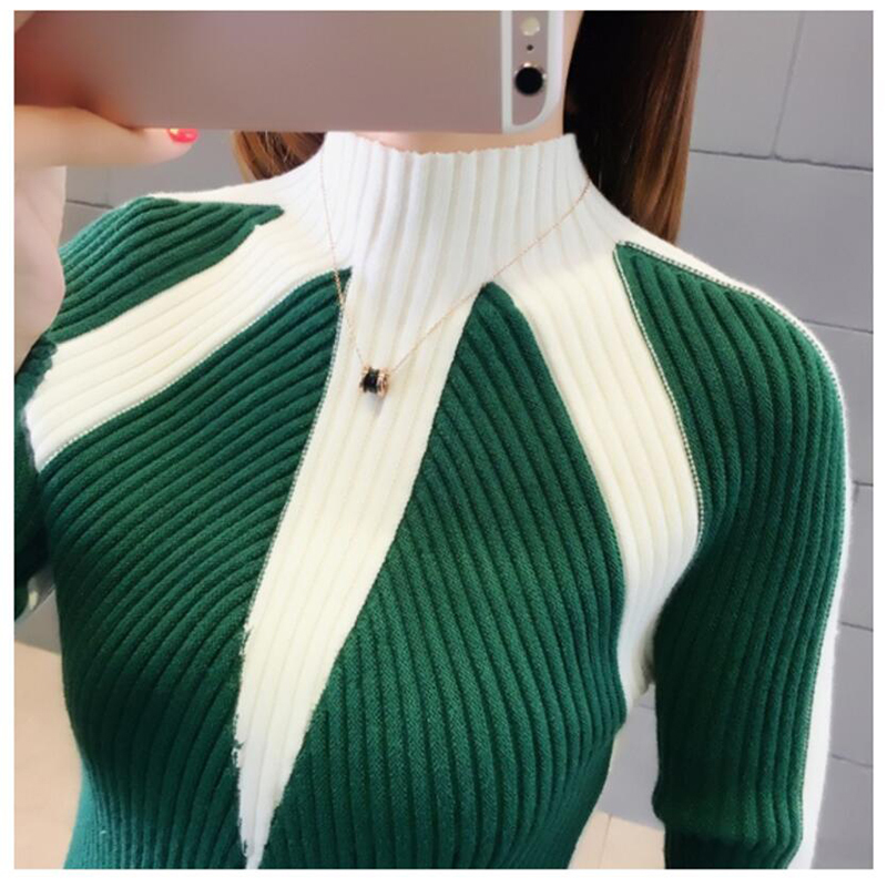 Women's Sweater Winter Fashion Jumpers Korean Hit Color Pullovers Knitting Pullovers Thick Christmas Sweaters Pull Femme 201023