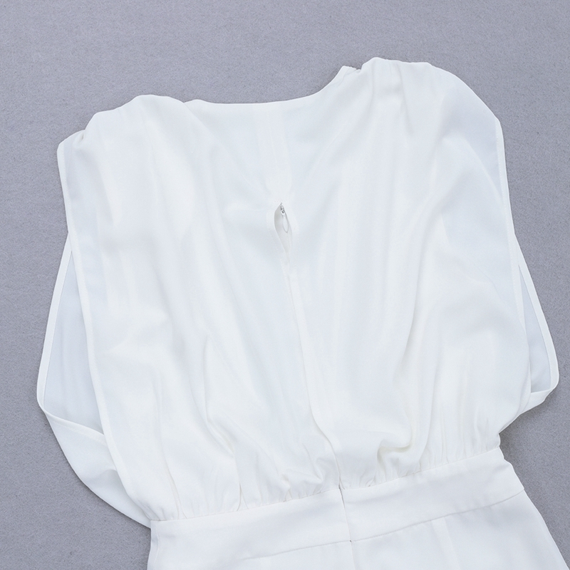 INDRESSME Vestidos New Women Fashion Sexy White Deep V Neck Jumpsuit Sleeveless Elegant Lady Party Club Straight Long Pants T200509