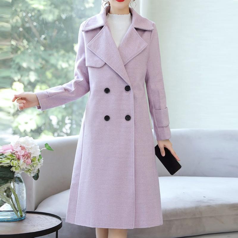 Women Wool Double Breasted Coat Elegant Long Sleeve Work Office Fashion Jacket Office Lady Blazer Fashion Work Blazers Feminino