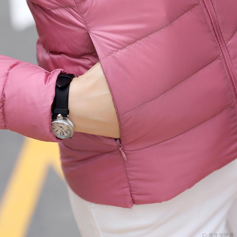 Womens Spring Autumn Jackets Duck Down Filler Ultra-thin Light Style Ladies Bomber Coats Stand Collar Fashion Female Coat Jacket 201017