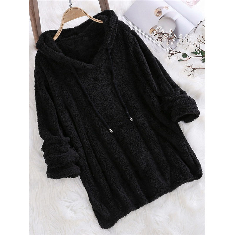 Winter Fleece Sweater Oversized 5XL Sherpa Fleece Fluffy Thin Pullovers Hooded Women Big Size Casual Sweaters 201221