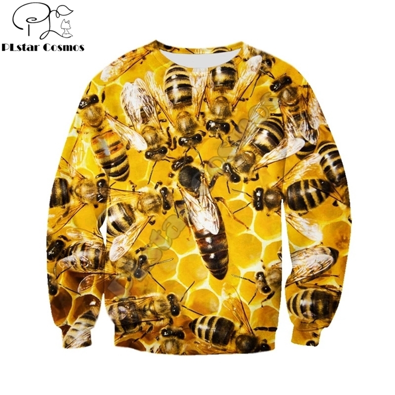 3D Printed Bee Keeper Hoodie and Sweatshirt Pure Raw Honey Harajuku Fashion Men hoodies Unisex Casual Jacket pullover DW0003 201020