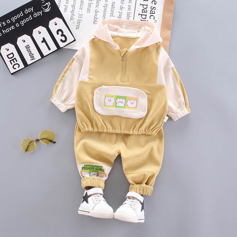 Childrenswear BOY'S Joint Hooded Long-sleeved Sweater Casual Children Loose T-shirt Sporty Spring and Autumn Two-Piece WholesaleX1019