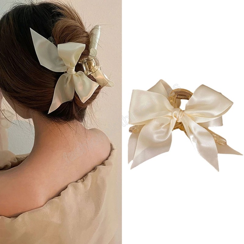 Bowknot Ribbon Pearl Hair Claws Women Hair Accessories Hair Clips Girls Headwear