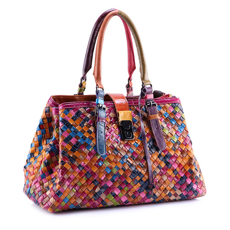 2021 Moda Multicor Sacos Couro Genuno Tric Tecer Feminina Bolsa Ombro Colorido Feminino Tote Bolsas Hobos Dzsp, Colorful 
2021 Moda Multicor Sacos Couro Genuno Tric Tecer Feminina Bolsa Ombro Colorido Feminino Tote Bolsas Hobos Dzsp, Colorful