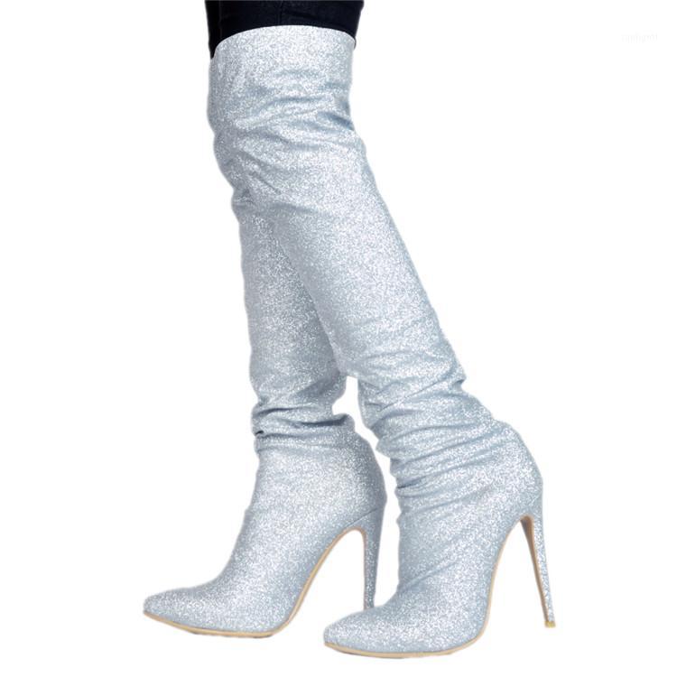Botas feminina plus size 45 sliver high heel pointed toe long thigh high boots glitter botines stretch overknee boots woman shoe1, As picture
Botas feminina plus size 45 sliver high heel pointed toe long thigh high boots glitter botines stretch overknee boots woman shoe1, As picture