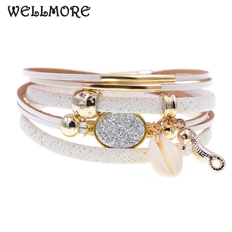 WELLMORE sea horse leather bracelets charm beaded bracelets for women girl gifts Bohemian wrap wholesale dropshipping
WELLMORE sea horse leather bracelets charm beaded bracelets for women girl gifts Bohemian wrap wholesale dropshipping