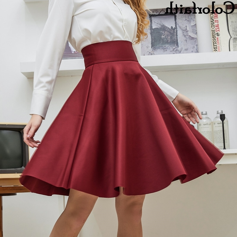 New Fashion Women Cotton Space Knee-Length Big Swing Umbrella Skirt High Waist Vintage Ladies Midi Saia Skater Skirt 7340 T200324