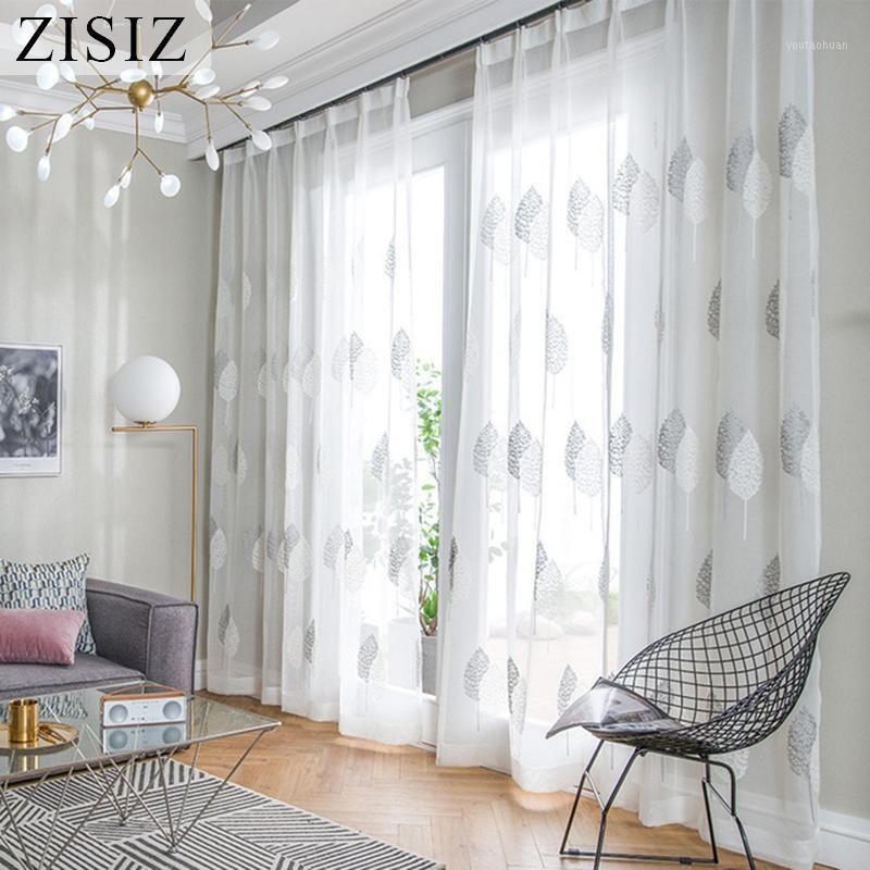 ZISIZ Embroidered Leaves Sheer Curtains for Living Room Bedroom Kitchen Tulle Voile Curtains on the Window Drapes European style1, Gray
ZISIZ Embroidered Leaves Sheer Curtains for Living Room Bedroom Kitchen Tulle Voile Curtains on the Window Drapes European style1, Gray