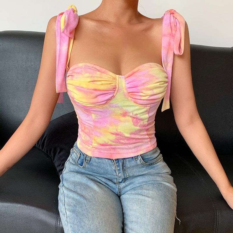WHZHM Tie-dye Printed Pink Camis Strap Bow Lacing Up Backless Sleeveless Sexy Skinny Sexy Boob Tube Top Feminina Summer Tops, Multi
WHZHM Tie-dye Printed Pink Camis Strap Bow Lacing Up Backless Sleeveless Sexy Skinny Sexy Boob Tube Top Feminina Summer Tops, Multi