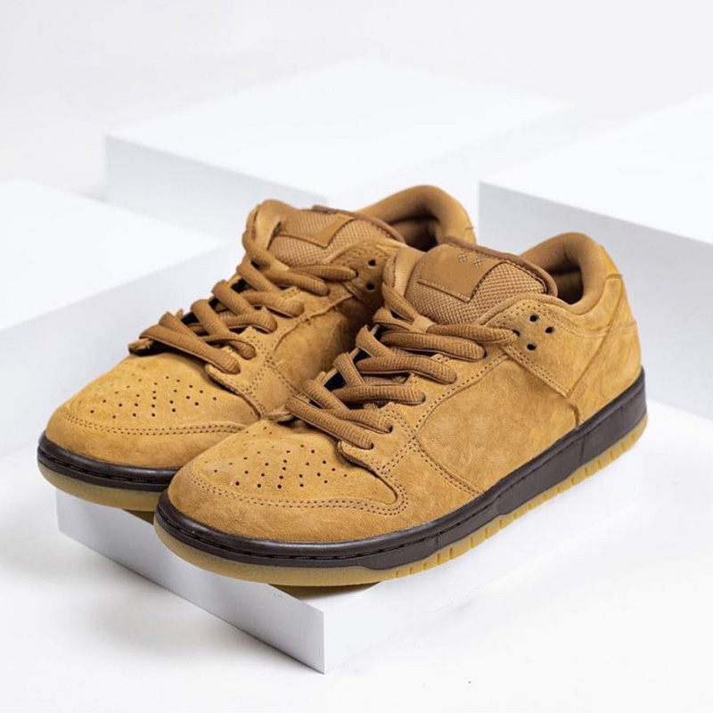 

With Box 2020 New Arrival high Quality Wheat Mocha SB Dunks Low Mens Casual Running Shoes Womens Sports Skate Bakets Sneakers Eur36-45