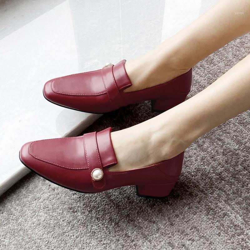 Genuine Cow leather Chunky Middle Heels loafers Women's Shoes Soft Sheepskin Insole Pearl Ladies Single Pumps1, Beige
Genuine Cow leather Chunky Middle Heels loafers Women's Shoes Soft Sheepskin Insole Pearl Ladies Single Pumps1, Beige