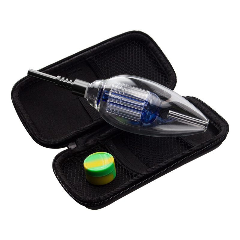 Glassvape168 CSYC NC042 Hookah Arm Tree Perc Dab Rig Glass Bong Bag Set 510 Titanium Quartz Ceramic Tip OD 63mm Smoking Pipe Silicon Jar
