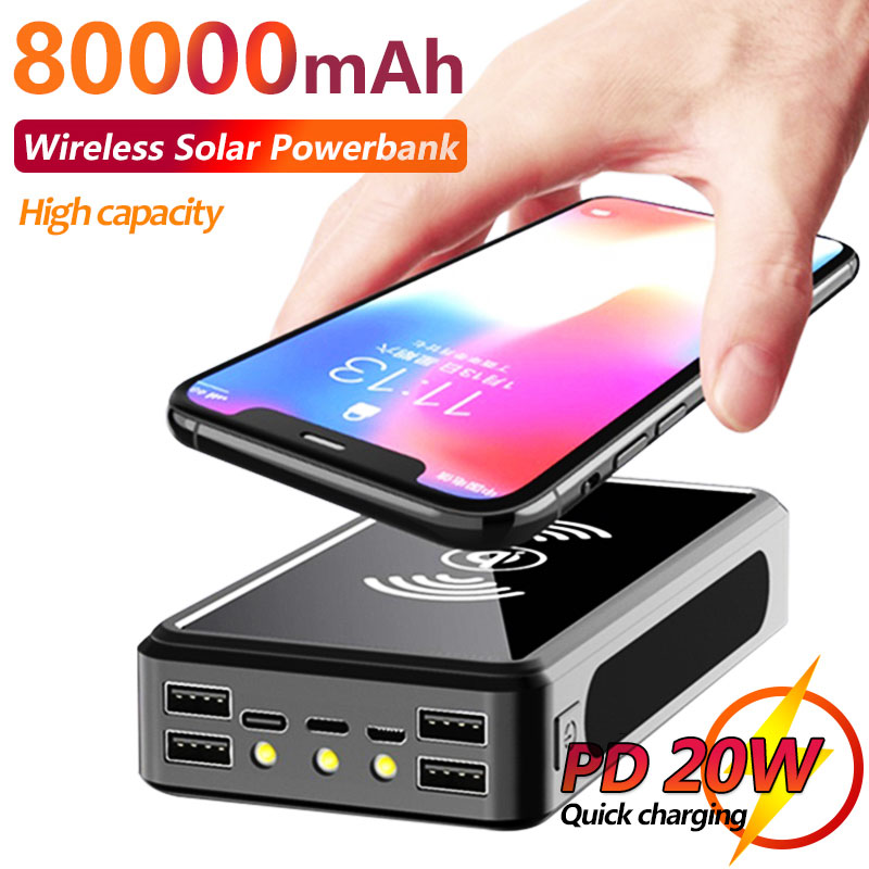 Large Capacity 80000mAh Wireless Solar Power Bank with Super LED Lighting Mobile Power Bank Portable External Battery
Large Capacity 80000mAh Wireless Solar Power Bank with Super LED Lighting Mobile Power Bank Portable External Battery
