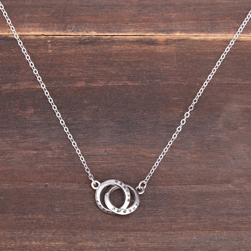 925 sterling silver pendant necklaces fashion jewelry 2 connected round links pendant handmade designer necklaces for men women