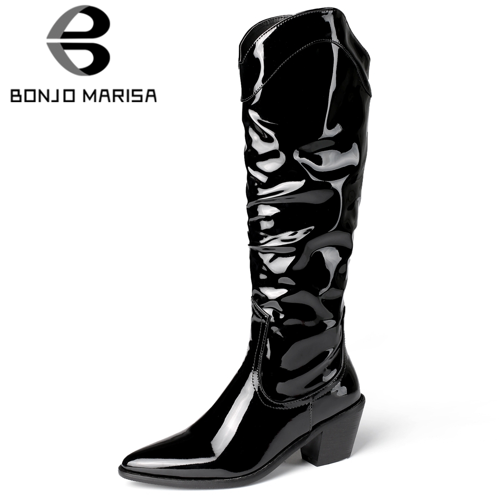 BONJOMARISA Ladies Fashion Patent Pu Long Boots Brand Metallic Knee High Western Boots Women High Chunky Heels Women Shoes, White
BONJOMARISA Ladies Fashion Patent Pu Long Boots Brand Metallic Knee High Western Boots Women High Chunky Heels Women Shoes, White