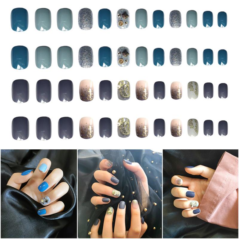 24Pcs/box New Haze Blue Full Cover Detachable Short False Nails Ballerina Glitter DIY Artificial Fake Nails 
24Pcs/box New Haze Blue Full Cover Detachable Short False Nails Ballerina Glitter DIY Artificial Fake Nails