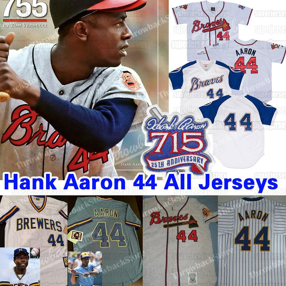 Mens 44 Hank Aaron Team Jersey 715 Home Run 25 Patch 44 Hank Aaron 3 Dale Murphy 10 Chipper Jones 1957 1963 1973 1974 1958's BASEBALL JERSEY, 1954
Mens 44 Hank Aaron Team Jersey 715 Home Run 25 Patch 44 Hank Aaron 3 Dale Murphy 10 Chipper Jones 1957 1963 1973 1974 1958's BASEBALL JERSEY, 1954