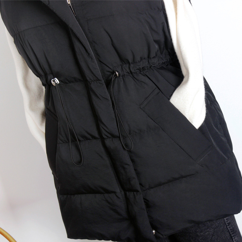 Schinteon Women Light Down Vest Casual Slim Waistcoat 90% White Duck Down Gilet with Adjustable Belt Stand Collar New 201103