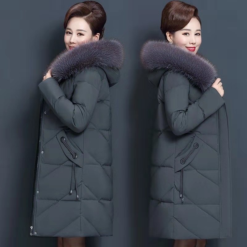 Plus Size 7XL Middle Aged Winter Jacket Women Hooded Fur Collar Parka Long Womens Down Cotton Coat Womens Winter Jacket And Coat 201110wtt