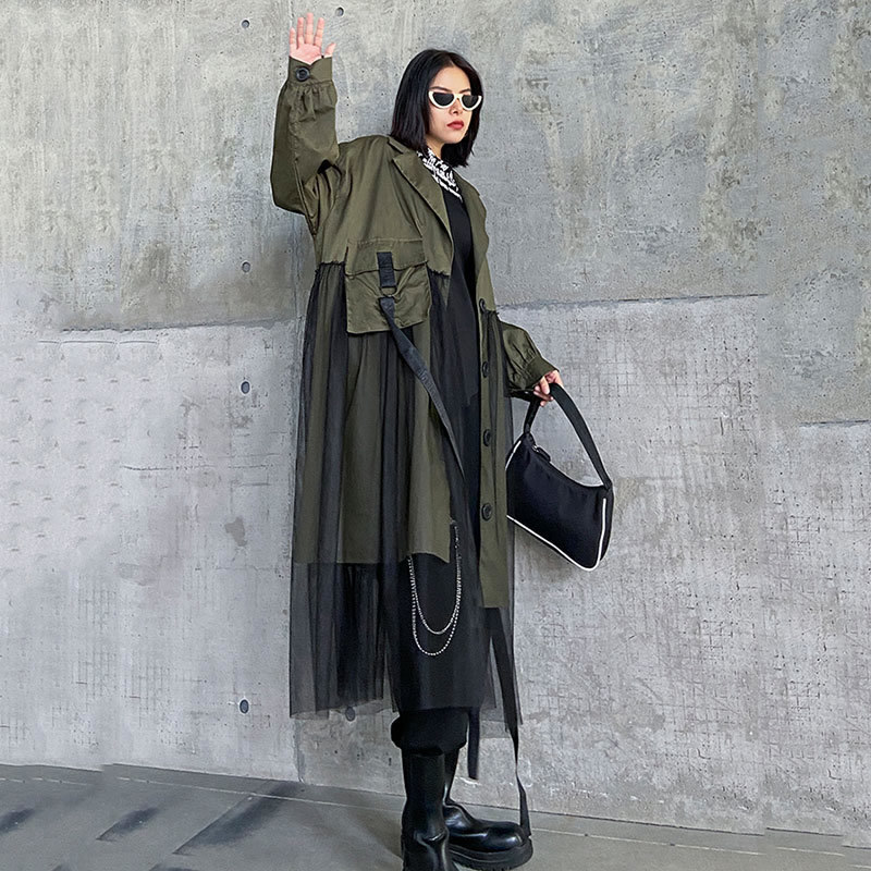 XITAO Mesh Patchwork jacket Women Loose Fashion Irregular Personality New Autumn Plus Size Women Clothes Streetwear ZP2998 201017