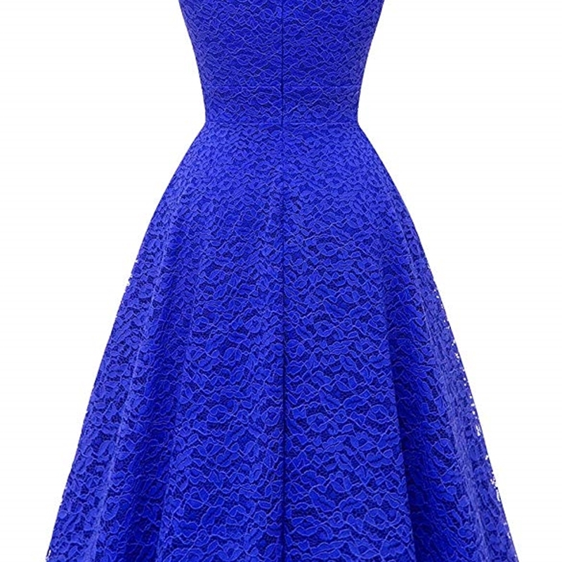 Misshow Evening Dress Elegant Royal Blue Lace Short Formal Gown 2020 A line Scoop Neck Sleeveless robe de soiree LJ201118