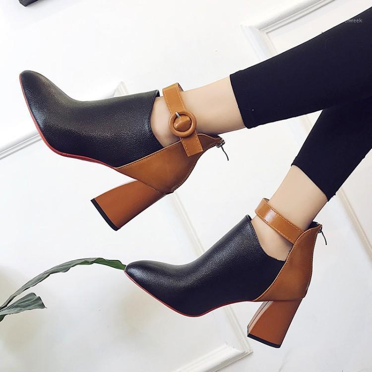 Autumn Winter Ankle Boots For Women Sharp Head High-Heeled Thick Heel Belt Buckle Hjm81, Black
Autumn Winter Ankle Boots For Women Sharp Head High-Heeled Thick Heel Belt Buckle Hjm81, Black