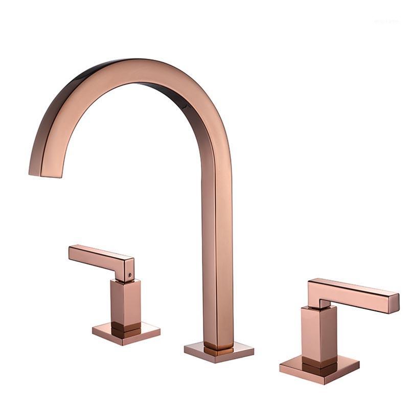 Rose Gold/Black/Chrome Plated Brass Bathroom Widespread Washbasin Faucet Double Handle Three Hole Cold And Hot Water Mixer Tap1
Rose Gold/Black/Chrome Plated Brass Bathroom Widespread Washbasin Faucet Double Handle Three Hole Cold And Hot Water Mixer Tap1