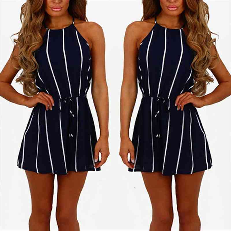women jumpsuit striped summer sleeveless playsuit shorts casual bodysuit rompers women clothes vestido de mulher, Black;white