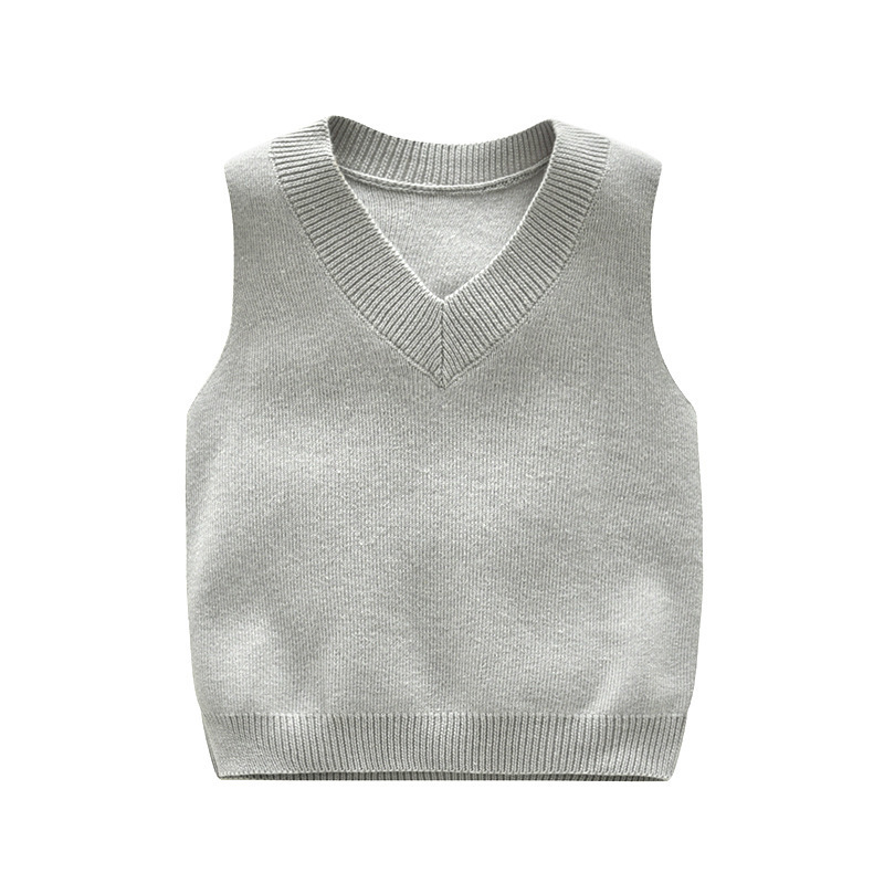 Winter New Kids Sweater Knitted Vests For Girls V-neck Fleece Vest Boy Casual Sleeveless Vest Sweater 201127