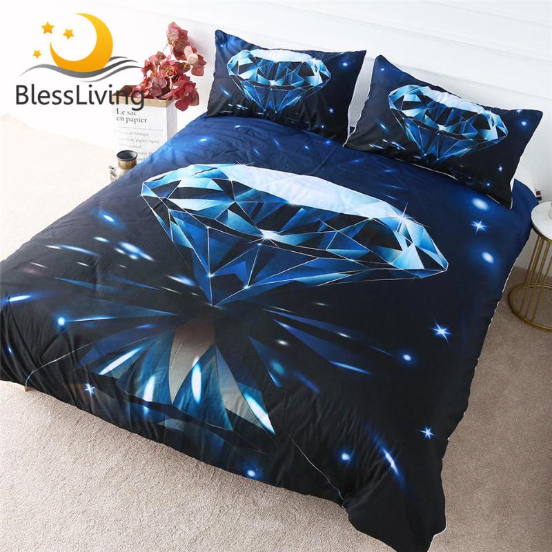 BlessLiving Diamond Bedding Set Luxury Shining Duvet Cover Geometric Home Textiles 3D Printing Dark Blue Bed Cover Set 3-Piece, As pic 
BlessLiving Diamond Bedding Set Luxury Shining Duvet Cover Geometric Home Textiles 3D Printing Dark Blue Bed Cover Set 3-Piece, As pic