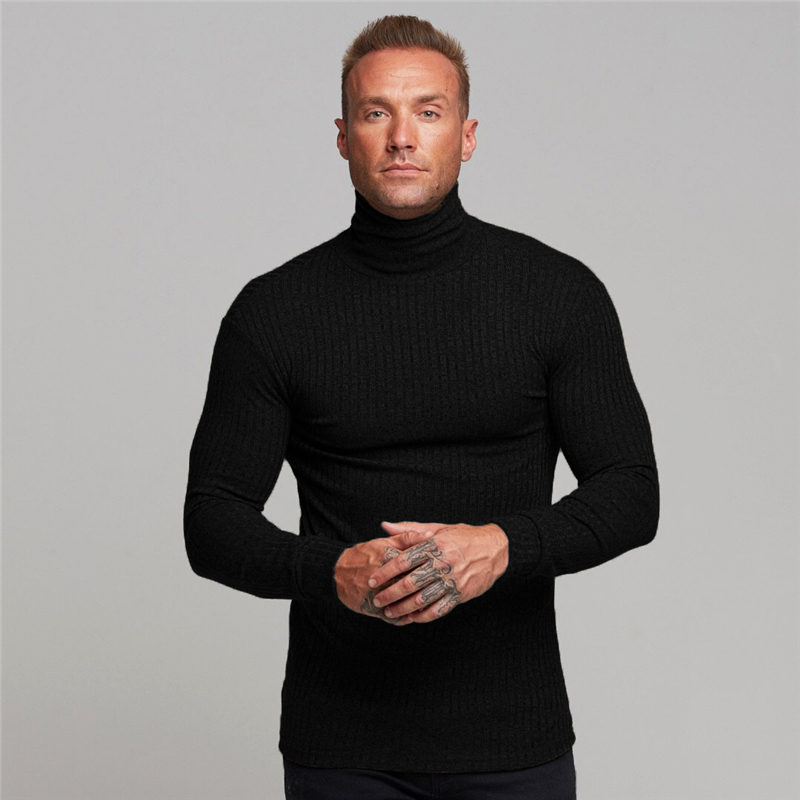 White Casual Turtleneck Sweater Men Pullovers Autumn Winter Fashion Thin Sweater Solid Slim Fit Knitwear Long Sleeve Knitwear 201118