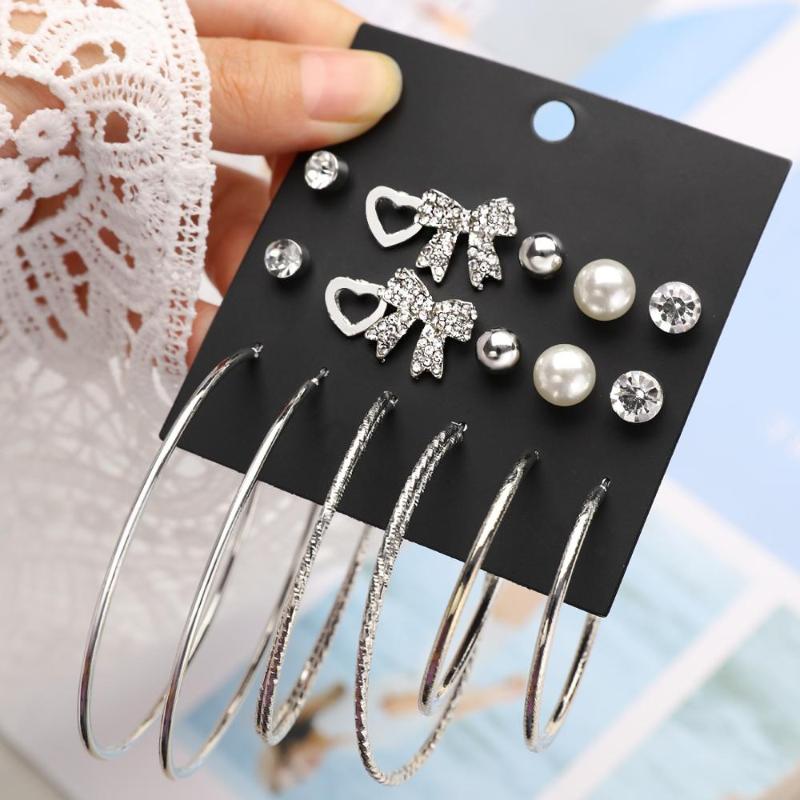 Hoop & Huggie 9 Pairs/set Lady Pearls Bow Love Big Circle Earrings Gold Color For Women Exaggerated Crystal Heart Earring
Hoop & Huggie 9 Pairs/set Lady Pearls Bow Love Big Circle Earrings Gold Color For Women Exaggerated Crystal Heart Earring