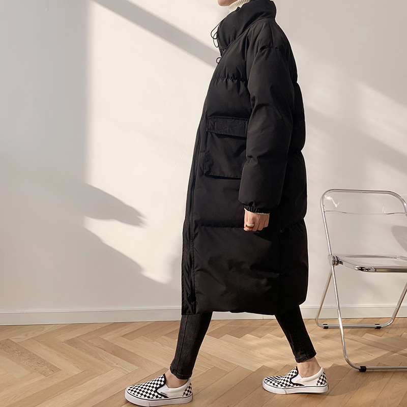 Womens Oversize Over The Knee Long Warm Coat Winter Flower Corsage Collar CottonPadded Jacket Down Cotton Coat 201027