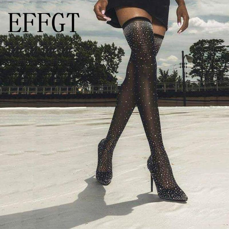 EFFGT 2020 Fashion Runway Crystal Stretch Fabric Sock Boots Pointy Toe Over-the-Knee Heel Thigh High Pointed Toe Woman Boot D081, Black
EFFGT 2020 Fashion Runway Crystal Stretch Fabric Sock Boots Pointy Toe Over-the-Knee Heel Thigh High Pointed Toe Woman Boot D081, Black