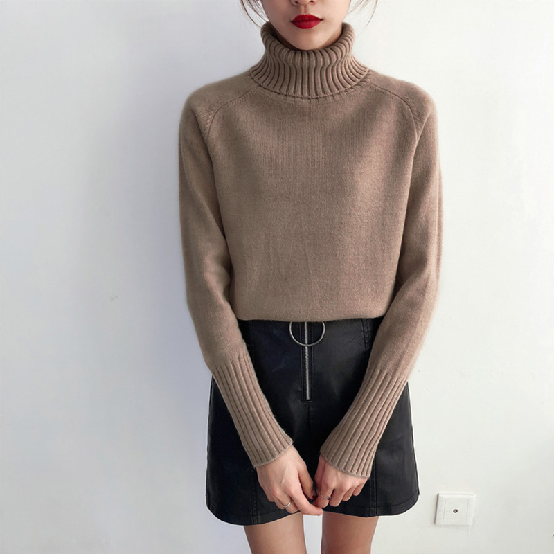 TIGENA Autumn Winter Thick Warm Pullover Sweater Women Long Sleeve Knitted Sweater Female Khaki Green Jumper Women Knitwear 201223