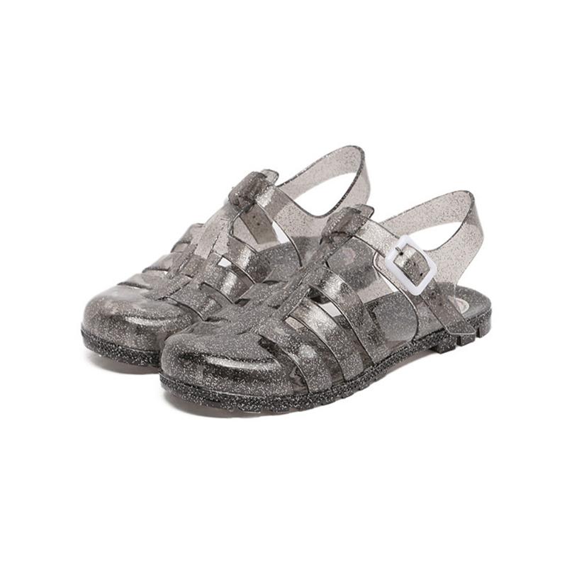 Flattie Buckle Fastening Round Head Beach Shoes Comfortable RFID Blocking Jelly Sandal, Black
Flattie Buckle Fastening Round Head Beach Shoes Comfortable RFID Blocking Jelly Sandal, Black