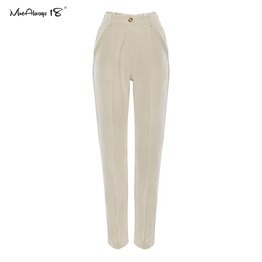 Mnealways18 Vintage Zipper Khaki Trousers Women High Waist Office Pants Ladies Brown Trousers Work Wear Summer Long Pants T200617