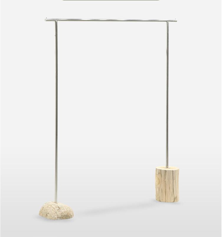 Customized stainless steel silver rack Commercial Furniture drawing stone floor hanging racks women's cloth shop display shelf