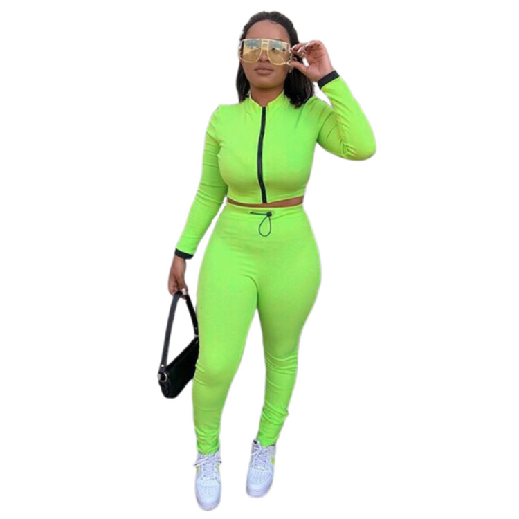 Solid Tracksuit Women Two Pieces Set Long Sleeve Zipper Crop Top Slim Pants Running Sportswear Fitness Energy Jogging Outfits, Green set
Solid Tracksuit Women Two Pieces Set Long Sleeve Zipper Crop Top Slim Pants Running Sportswear Fitness Energy Jogging Outfits, Green set