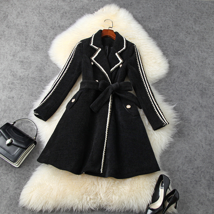 2020 Winter Long Sleeve Notched-Lapel Black / Pink Imitation Mink Knitted Belted Panelled Double-Breasted Coat Long Outwear Coats LN05T11521
2020 Winter Long Sleeve Notched-Lapel Black / Pink Imitation Mink Knitted Belted Panelled Double-Breasted Coat Long Outwear Coats LN05T11521