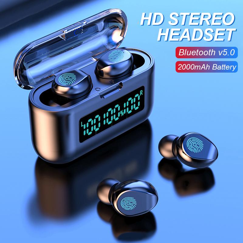 TWS Bluetooth 5.0 Earphones Wireless Headphones With Microphone HD Stereo Waterproof Headsets 2200mAh Charging Box For Android, Black
TWS Bluetooth 5.0 Earphones Wireless Headphones With Microphone HD Stereo Waterproof Headsets 2200mAh Charging Box For Android, Black