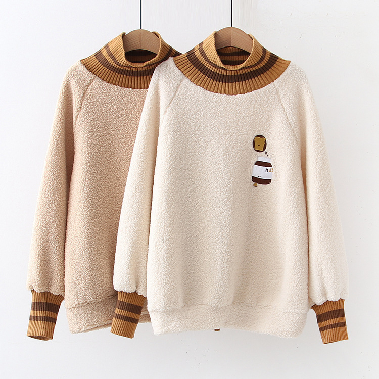 High Collar Loose Size Big Lambskin Thick Women's Furry Snug Warm Elegant Casual Sweater Ax3v, Beige
High Collar Loose Size Big Lambskin Thick Women's Furry Snug Warm Elegant Casual Sweater Ax3v, Beige
