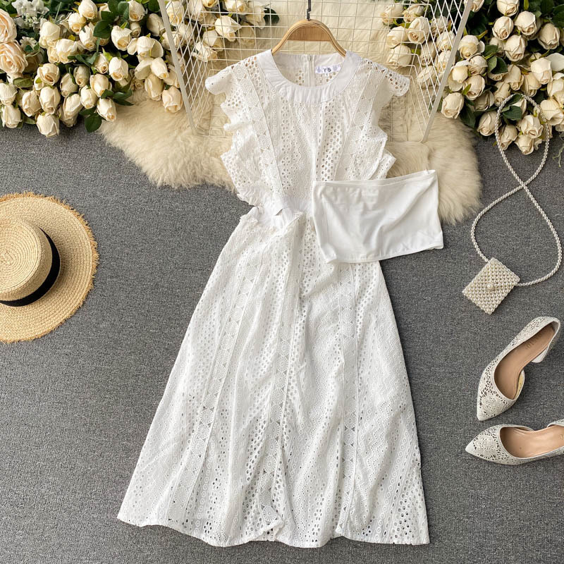 2021 New Singiny female design elegant solid sleeves drooled over the line dressed in summer vacation beach dress KOYU, White
2021 New Singiny female design elegant solid sleeves drooled over the line dressed in summer vacation beach dress KOYU, White